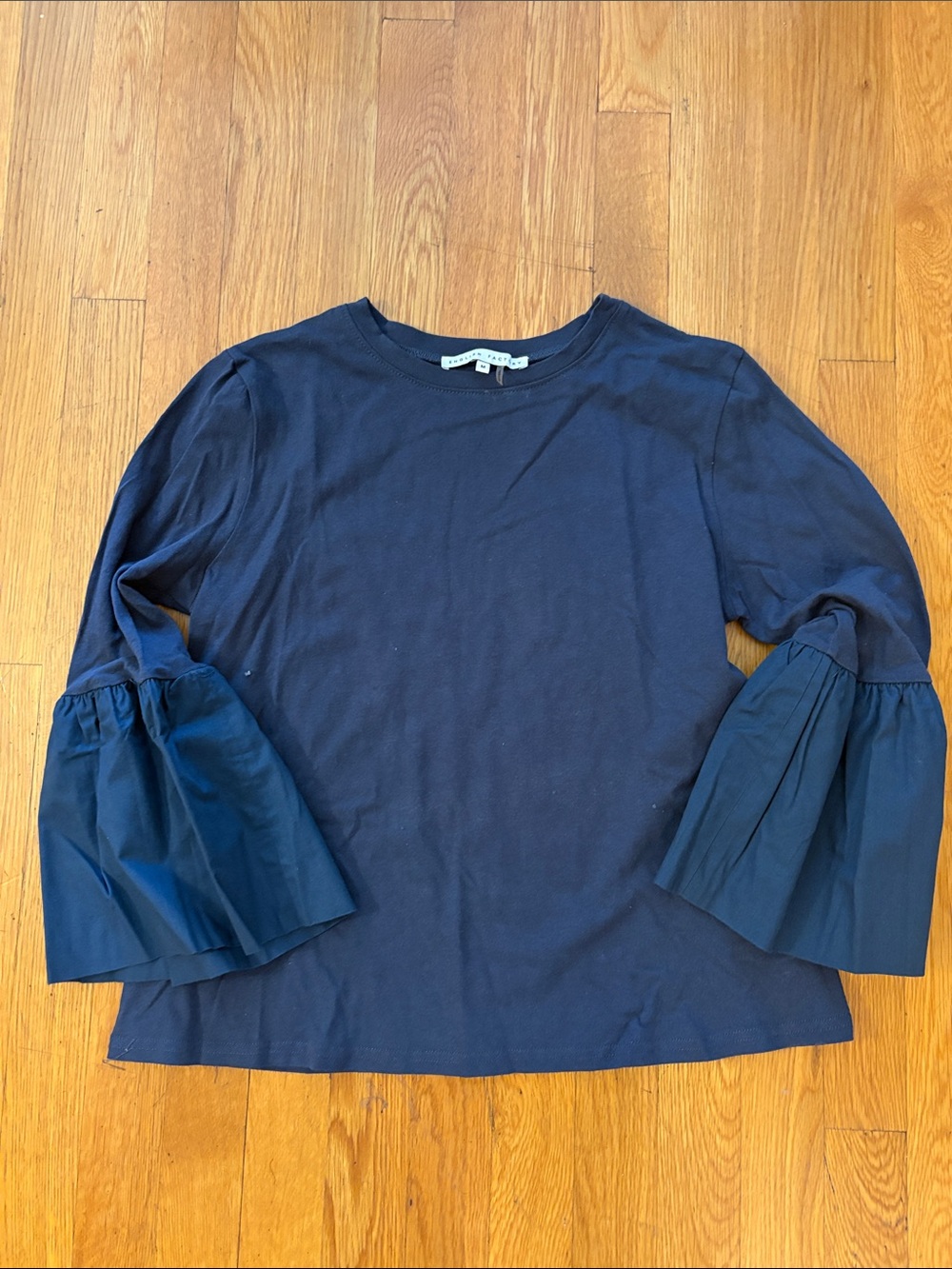 English Factory Navy Bell-Sleeve Tee with Statement Cuffs
